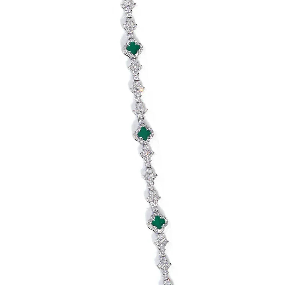 6.5mm Iced Out Airplane & Clover Tennis Chain | Men's Success Motif Necklace | Premium Hip Hop Jewelry | Caratix - CaratixJewelry